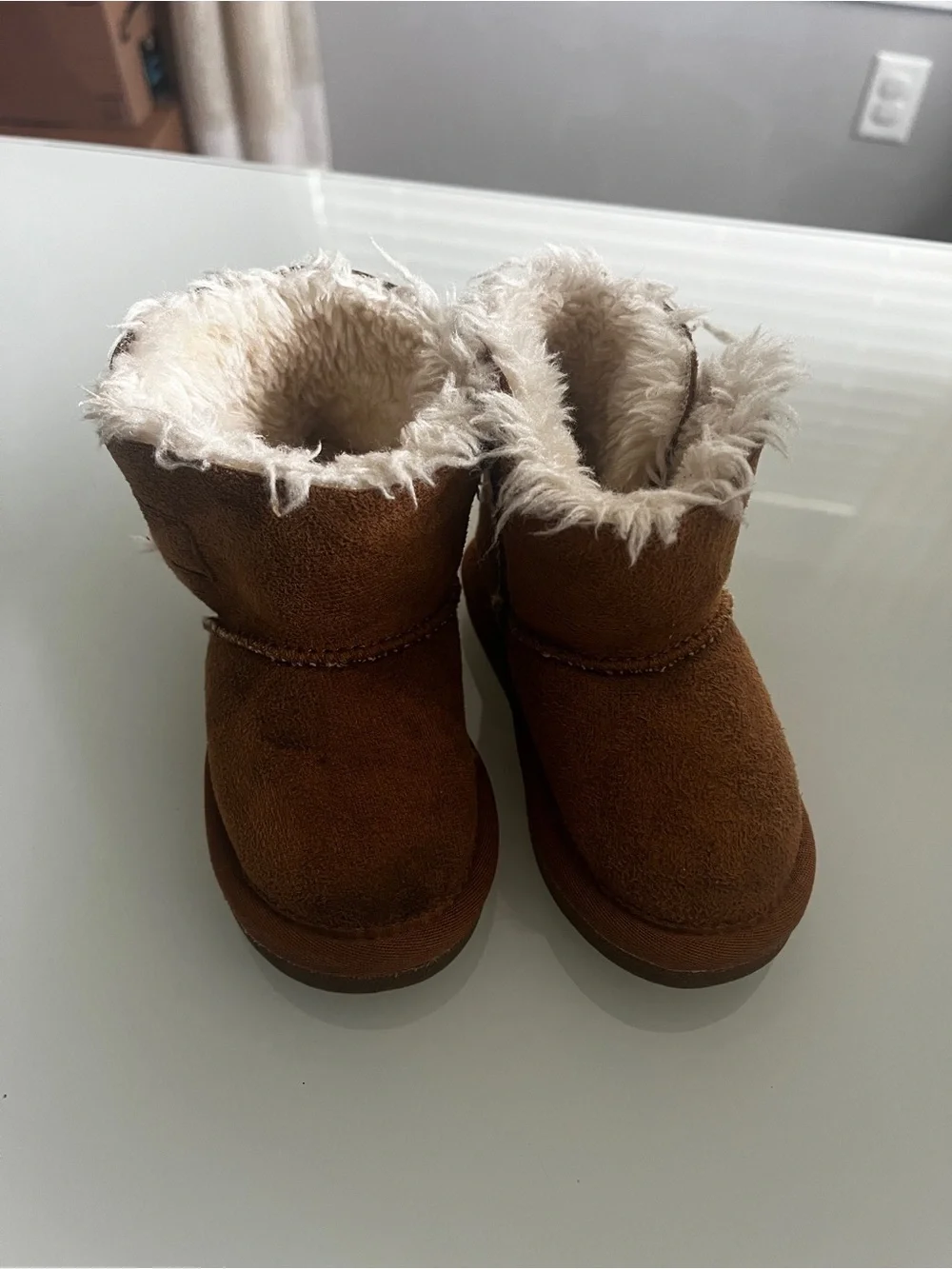 Kids Faux-Shearling Winter Boots in Brown